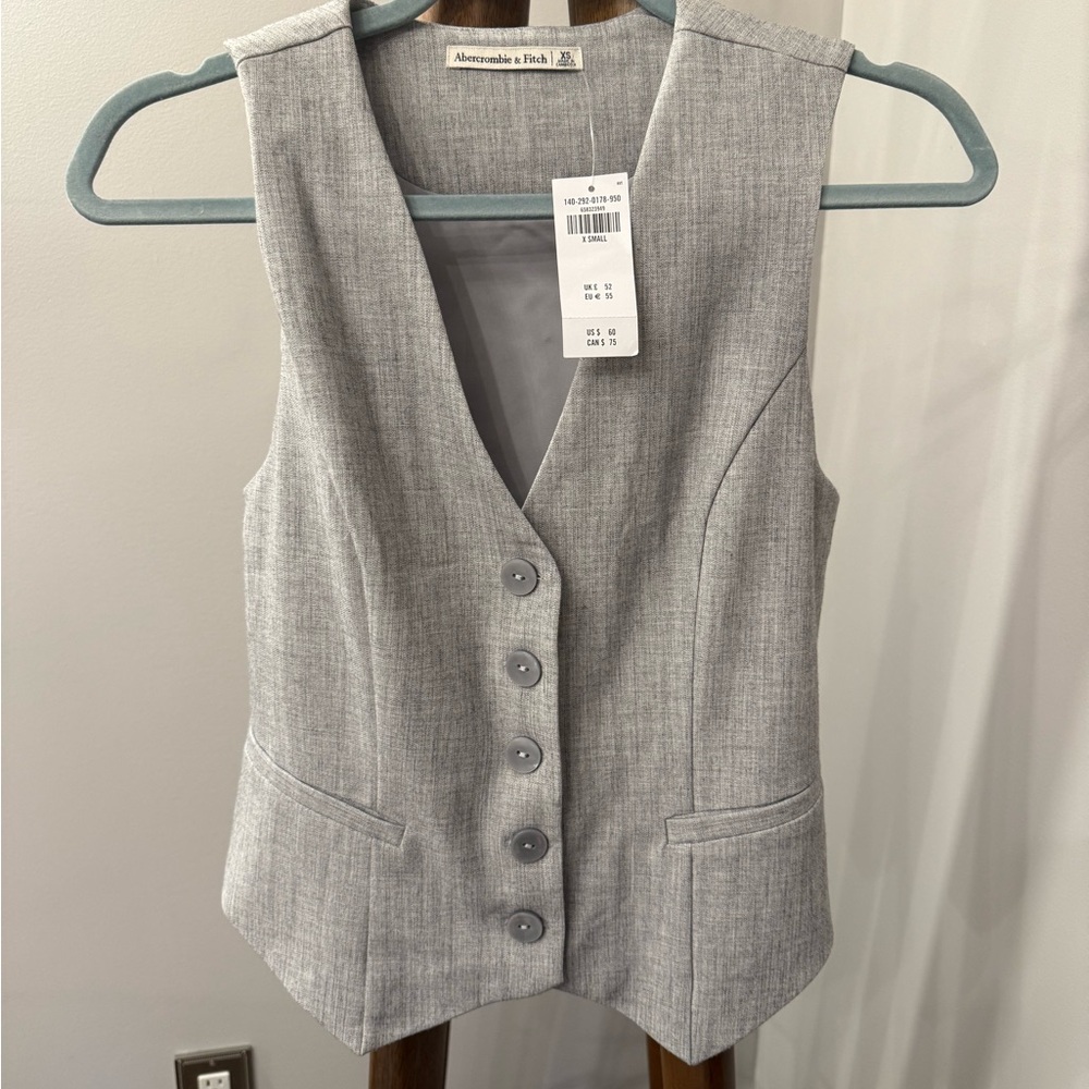 Gray Button-Up Vest - Abercrombie NWT